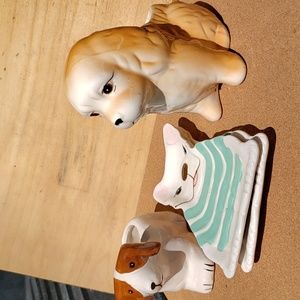 Novelty Planter Pups And Trays Ceramic 5in